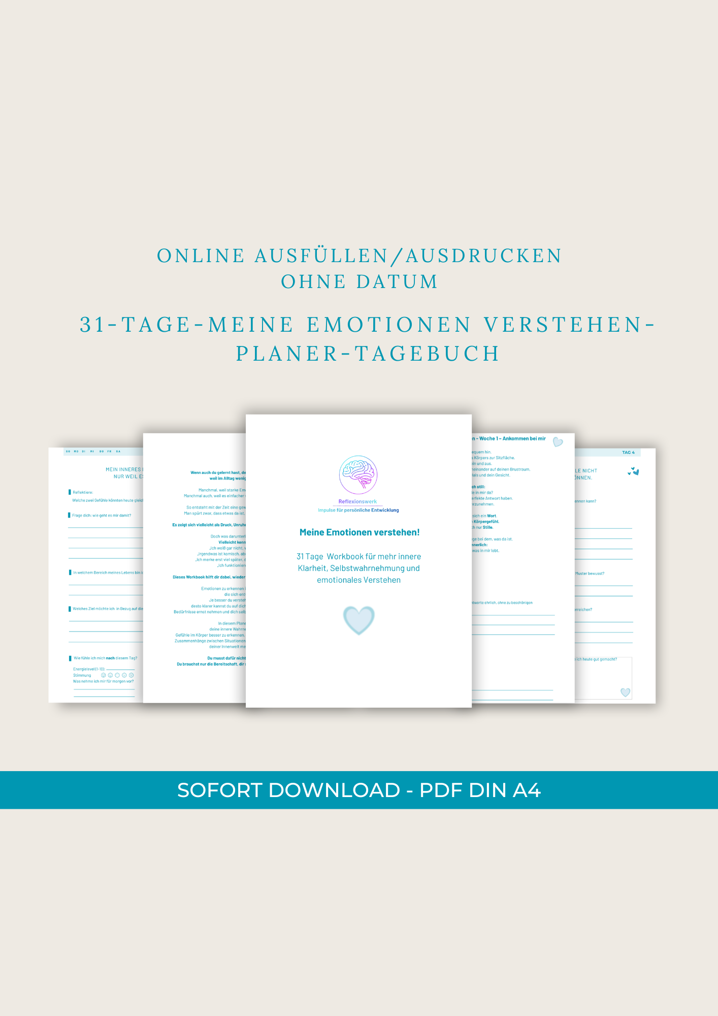 Startseite Vorschau des 31-Tage-Reflexionstagebuchs ‚Meine Emotionen verstehen